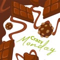 Crazy monday chocolate cookies with nuts vector Royalty Free Stock Photo