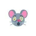 Crazy mouse face emoji flat icon