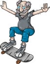 Crazy old grandfather skateboarding