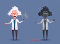 Crazy old scientist. Funny character. Cartoon vector illustration Royalty Free Stock Photo