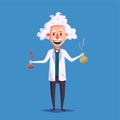 Crazy old scientist. Funny character. Cartoon vector illustration Royalty Free Stock Photo