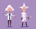 Crazy old scientist. Funny character. Cartoon vector illustration Royalty Free Stock Photo