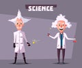 Crazy old scientist. Funny character. Cartoon vector illustration Royalty Free Stock Photo