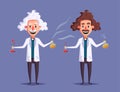 Crazy old scientist. Funny character. Cartoon vector illustration Royalty Free Stock Photo