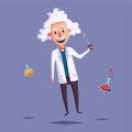 Crazy old scientist. Funny character. Cartoon vector illustration Royalty Free Stock Photo