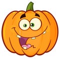 Crazy Orange Pumpkin Vegetables Cartoon Emoji Face Character With Expression.