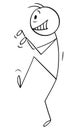 Crazy Person or Criminal Sneaking Tiptoe, Vector Cartoon Stick Figure Illustration