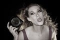 Crazy Photographer Girl Royalty Free Stock Photo