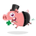 Crazy pig in chimney sweep costume Royalty Free Stock Photo