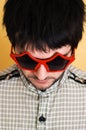 Crazy portrait. Star glasses Royalty Free Stock Photo
