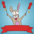 Crazy rabbit with rockets. Royalty Free Stock Photo