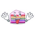 Crazy rainbow cake in ice mascot cupboard