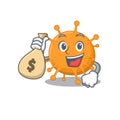 Crazy rich anaplasma mascot design having money bags
