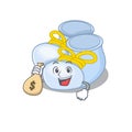 Crazy rich baby boy boots mascot design having money bags Royalty Free Stock Photo