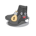 Crazy rich Cartoon picture of dive booties having money bags