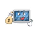 Crazy rich digital timer mascot design having money bags