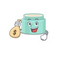 Crazy rich lipbalm mascot design having money bags Royalty Free Stock Photo