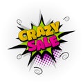 Crazy sale discount comic book text pop art Royalty Free Stock Photo