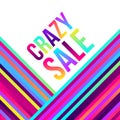Crazy sale web banner, lots of colorful lines, frame for text