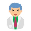 Crazy Scientist Avatar Flat Icon on White