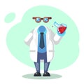 Crazy scientist is conducting a scientific experiment. Funny character. Cartoon vector illustration. Mad professor Royalty Free Stock Photo