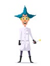 Crazy scientist. Funny character. Cartoon vector illustration. Mad professor Royalty Free Stock Photo