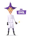 Crazy scientist. Funny character. Cartoon vector illustration. Royalty Free Stock Photo