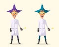 Crazy scientist. Funny character. Cartoon vector illustration. Royalty Free Stock Photo