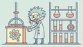 Crazy Scientist in Laboratory, Mad Genius at Work, Sci-Fi Creation, vector design Generative AI Royalty Free Stock Photo