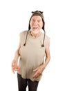 Crazy senior man in knit cap Royalty Free Stock Photo