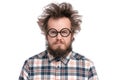 Crazy bearded man emotions and signs Royalty Free Stock Photo