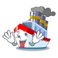 Crazy ship contener a in shape cartoon