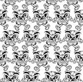 Crazy skulls seamless pattern.