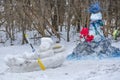 Crazy Snowman and Snow Boat Royalty Free Stock Photo