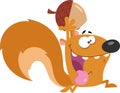 Crazy Squirrel Cartoon Character Running With Acorn