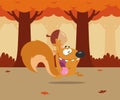 Crazy Squirrel Cartoon Character Running With Acorn