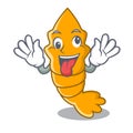 Crazy steamed fresh raw shrimp on mascot cartoon