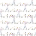 Crazy and strange bicycles in a line pattern Royalty Free Stock Photo