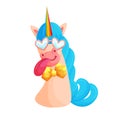Crazy unicorn with heart glasses
