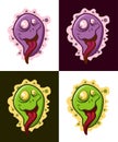 Crazy virus character. Funny microbe vector mascot