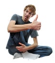 Crazy wacky man with thumbs up Royalty Free Stock Photo