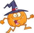 Crazy Witch Pumpkin Character Running Royalty Free Stock Photo