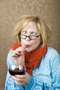 Crazy Woman Drinking Wine