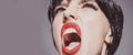 Crazy woman screaming and shouting. Shout and scream mouth. Close up screaming face. Royalty Free Stock Photo
