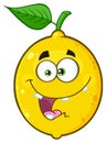 Crazy Yellow Lemon Fruit Cartoon Emoji Face Character With Funny Expression.