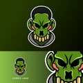 Crazy zombie open head mascot sport gaming esport logo template for streamer squad team club