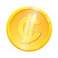 CRC Golden colon coin symbol on white background. Finance investment concept. Exchange Costa Rican currency Money