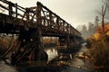 Creaky Rusty old bridge. Generate Ai