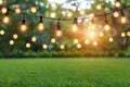 Cream abstract background with festive bokeh lights outdoors for a celebratory atmosphere