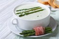Cream of asparagus soup close-up horizontal Royalty Free Stock Photo